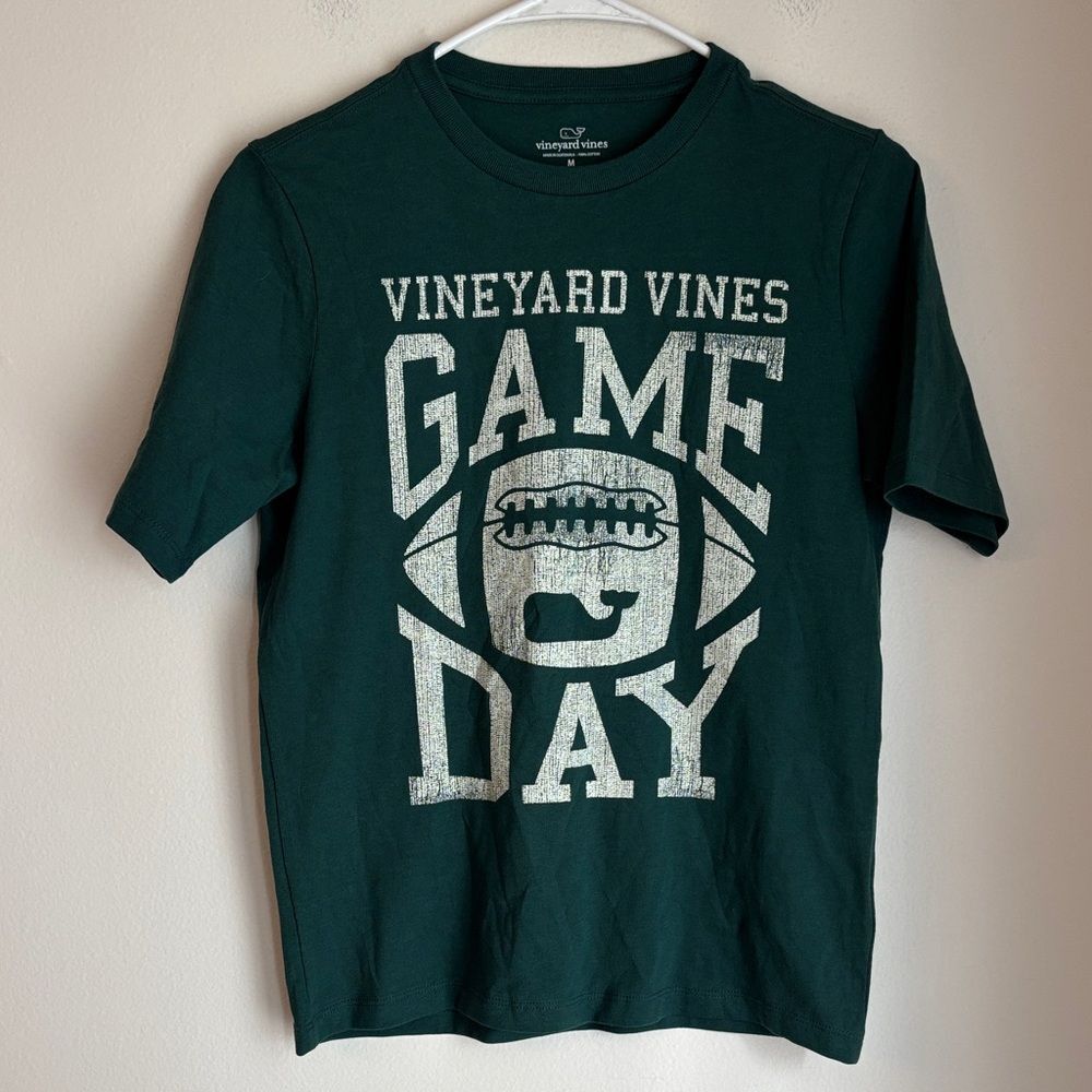 Vineyard Vines Boys Unisex Dark Green Game Day Tee football NFL college Medium